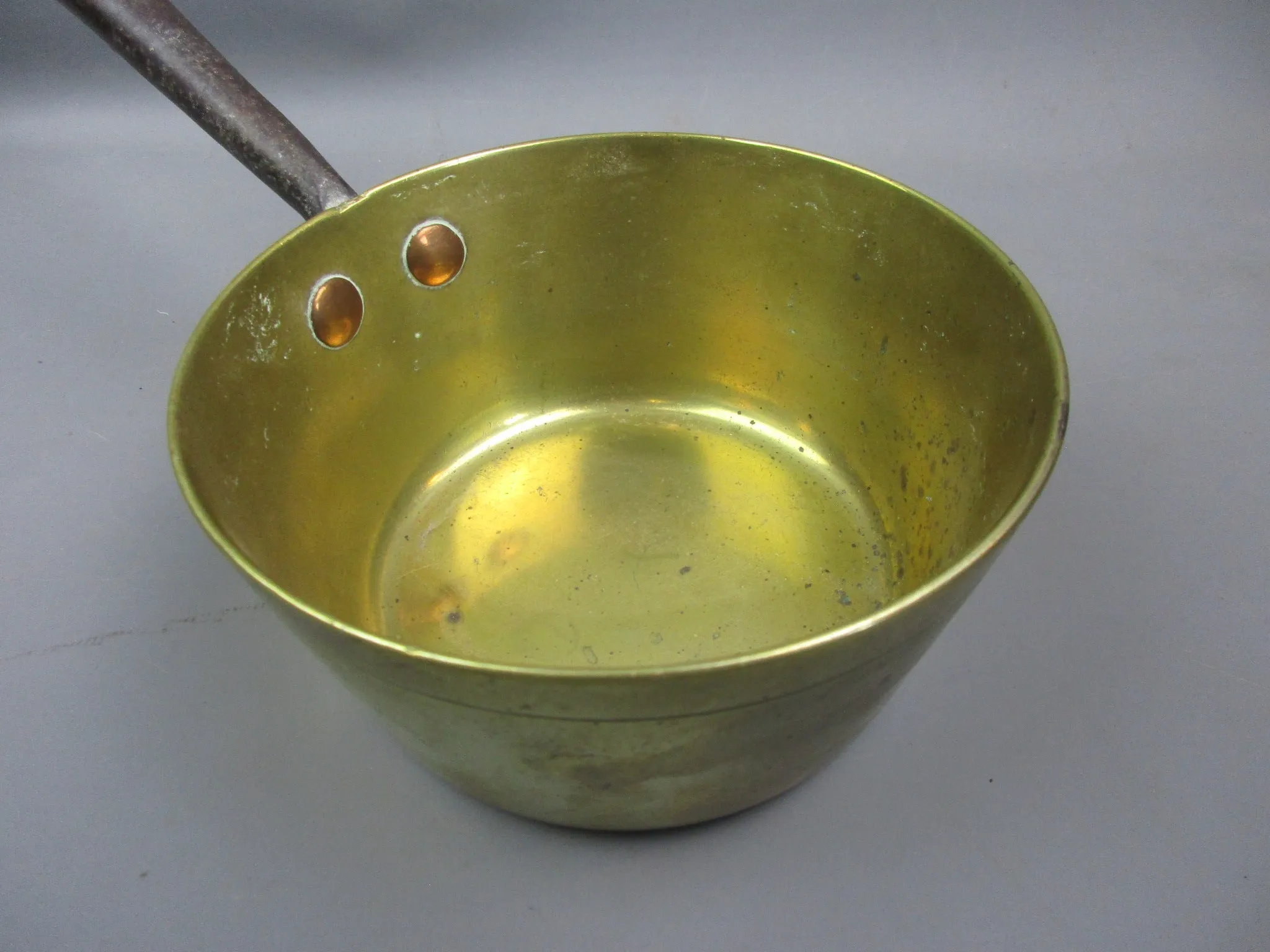 Cast Iron & Brass Cooking Saucepan Antique Victorian c1890