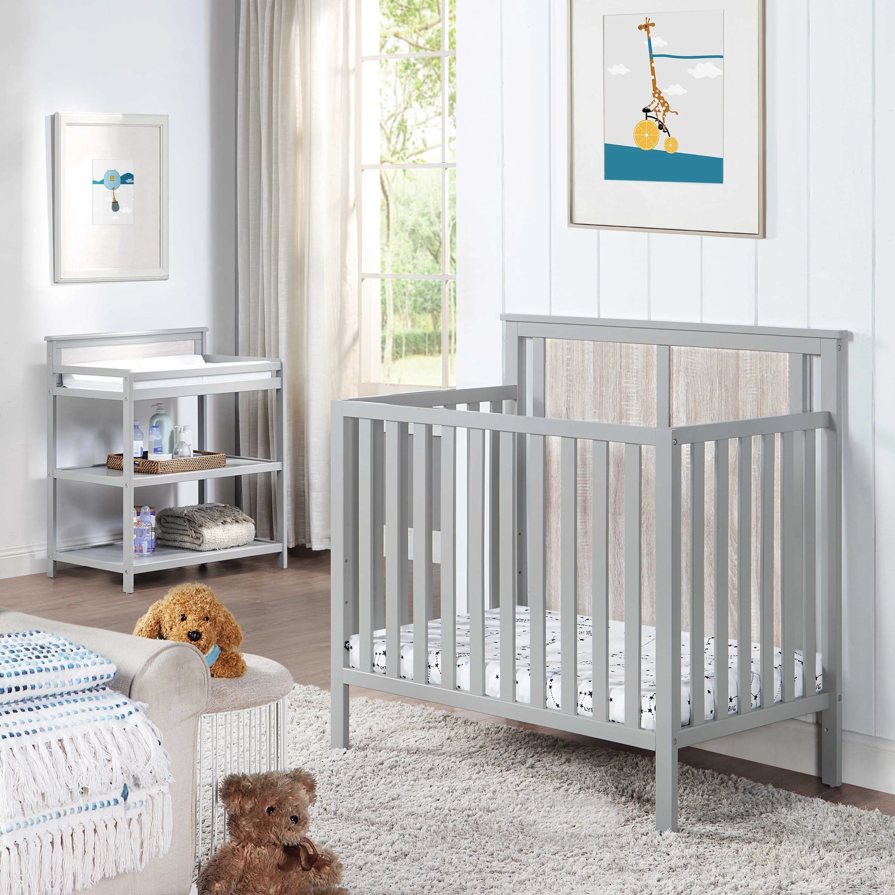 Connelly Mini Crib With Mattress Pad Gray/Rockport Gray