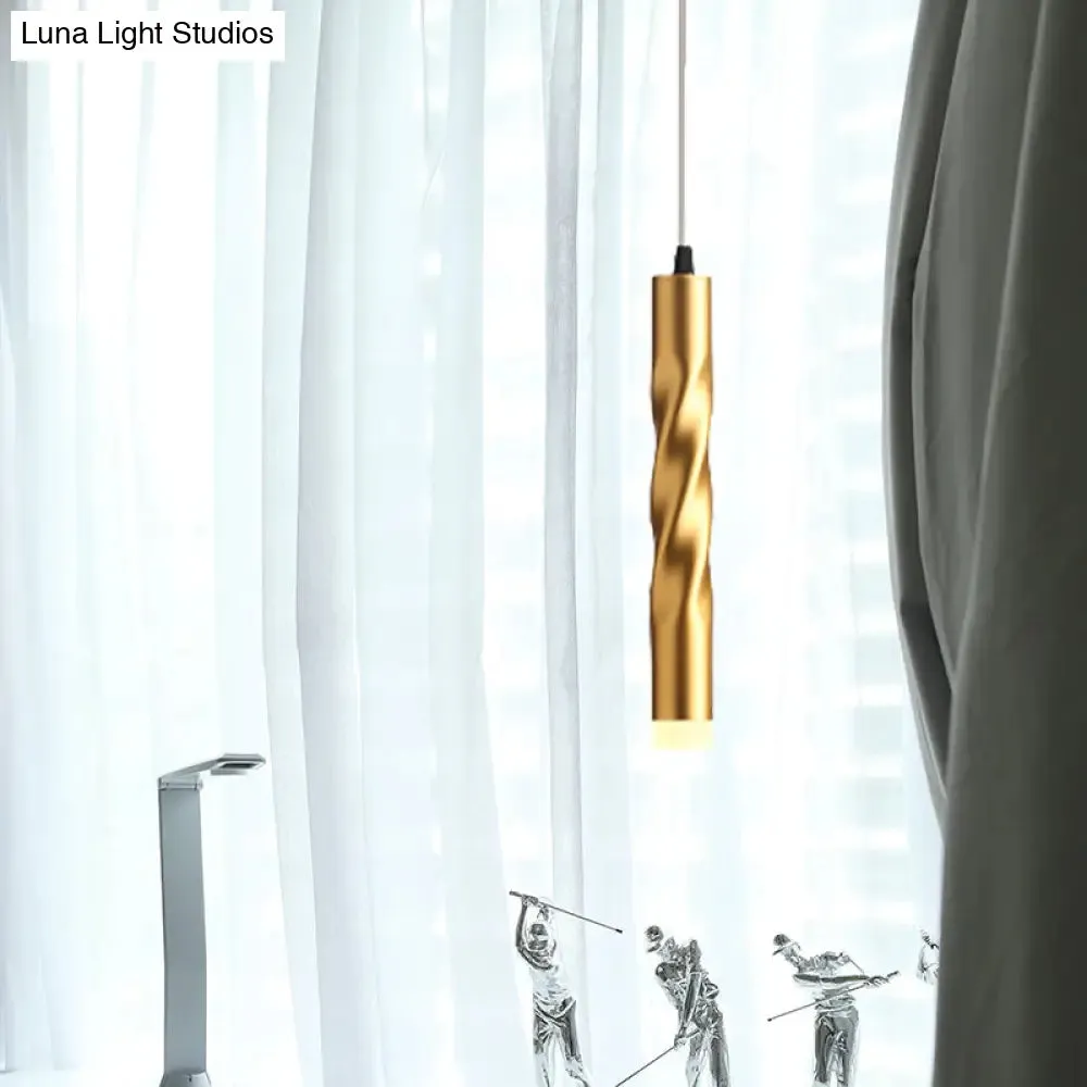 Contemporary Rope Shape Mini Pendant Lamp - Modern Metal Design with Gold Finish for Stair Kitchen