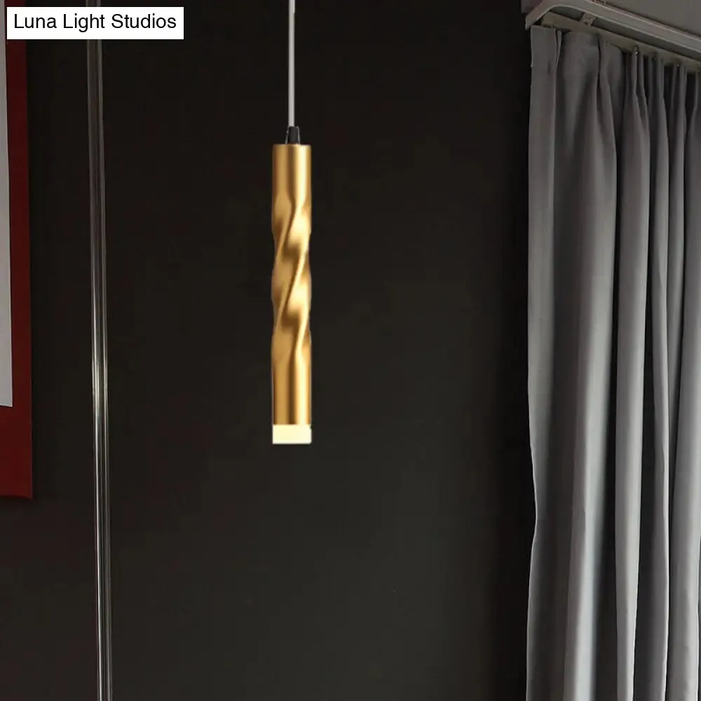 Contemporary Rope Shape Mini Pendant Lamp - Modern Metal Design with Gold Finish for Stair Kitchen