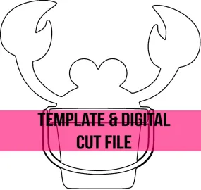 Crab in Sand Bucket Template & Digital Cut File