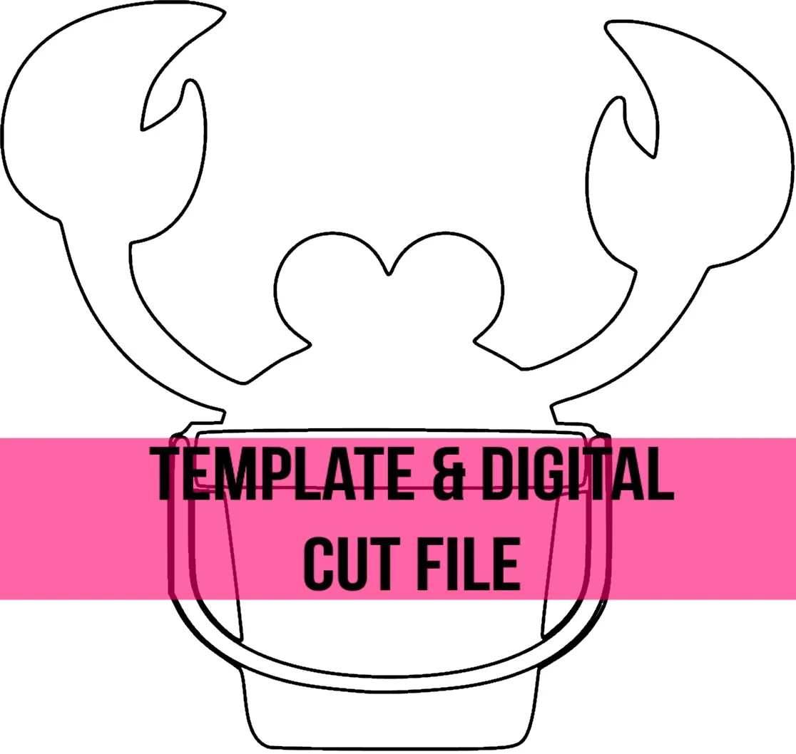 Crab in Sand Bucket Template & Digital Cut File