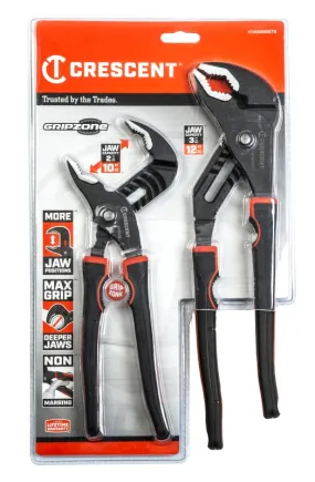 Crescent RT400SGSET2 Tongue and Groove Plier Set, Rubber/Steel, Black-Oxide :EA: QUANTITY: 1