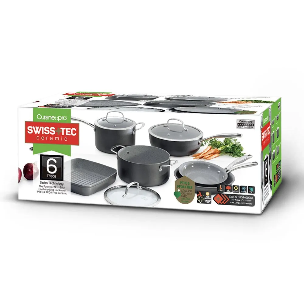 Cuisine::pro Swiss Tec 6 Piece Ceramic Non Stick Cookware Set