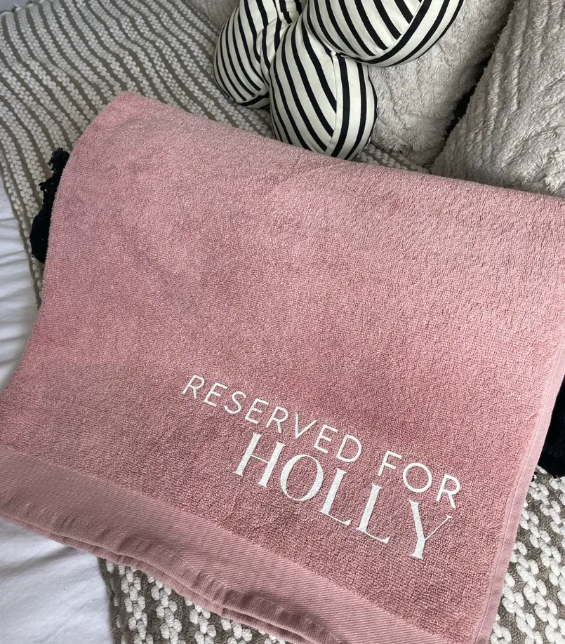 Custom Personalised Reserved By Beach Towel