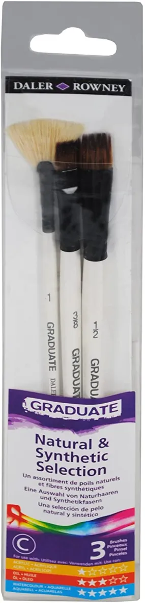 Daler Rowney Set Of 3 Graduate Synthetic Bristle Brushes