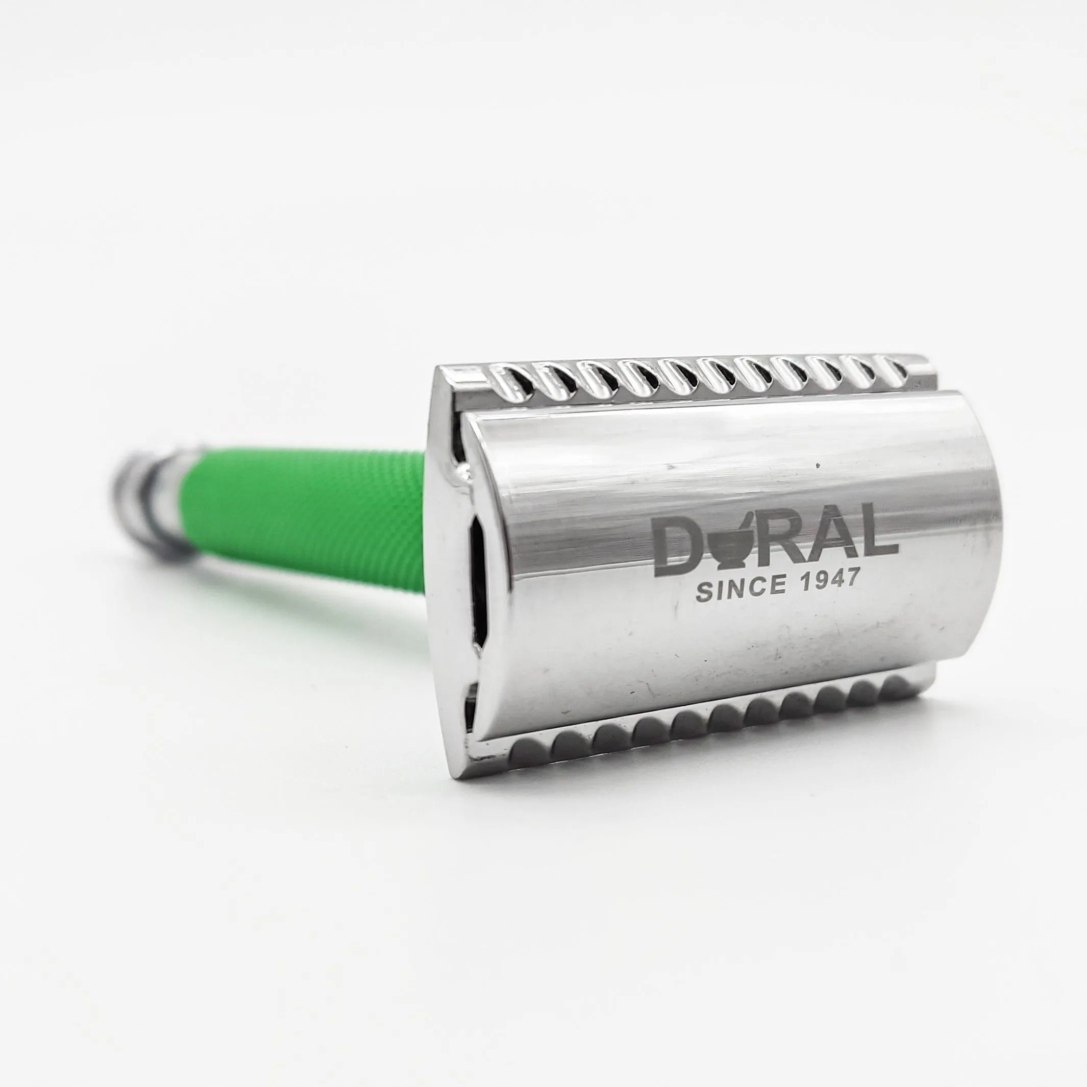 Dural Heavy Stroud Head Double Edge Safety Razor Duty Green/Silver   Pouch