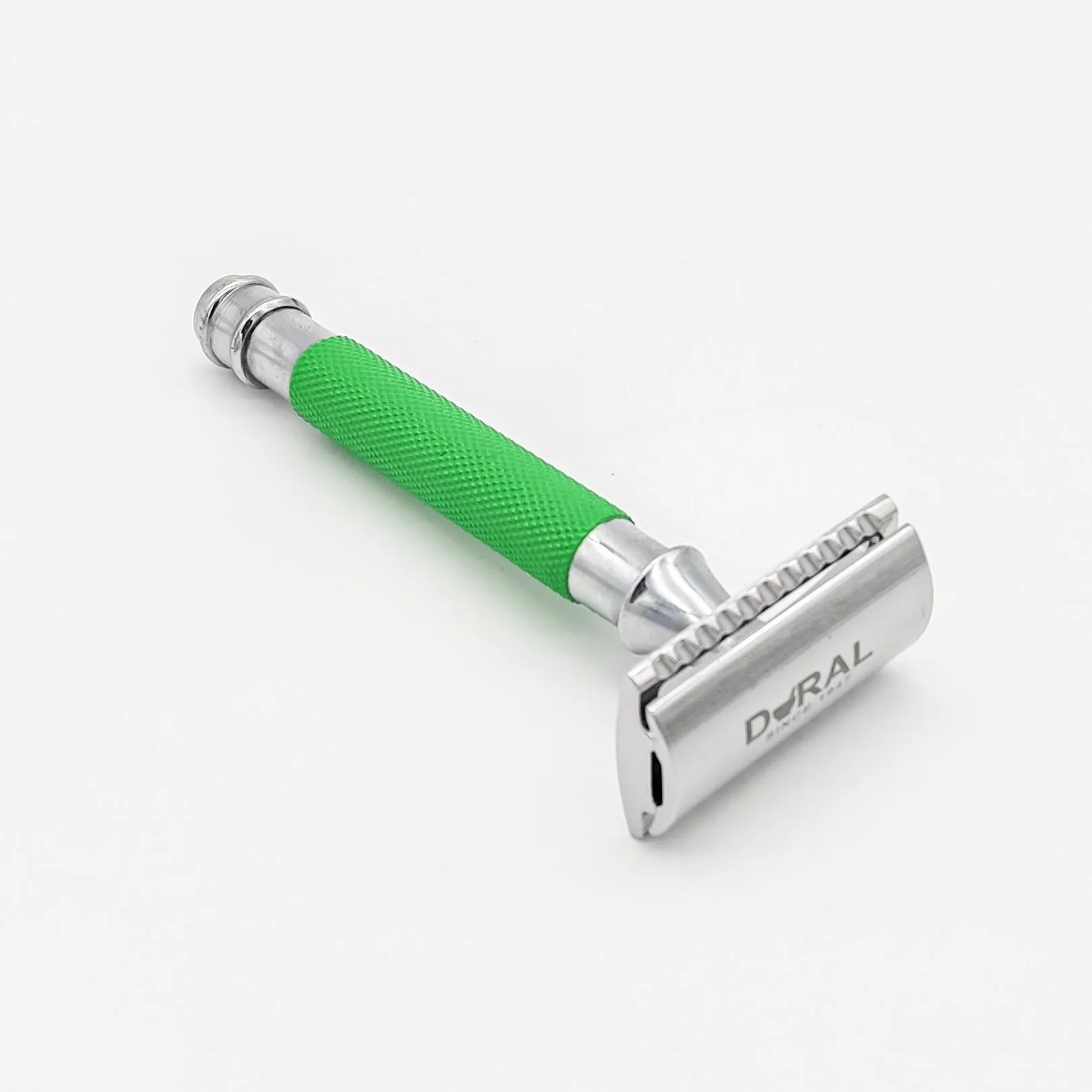 Dural Heavy Stroud Head Double Edge Safety Razor Duty Green/Silver   Pouch