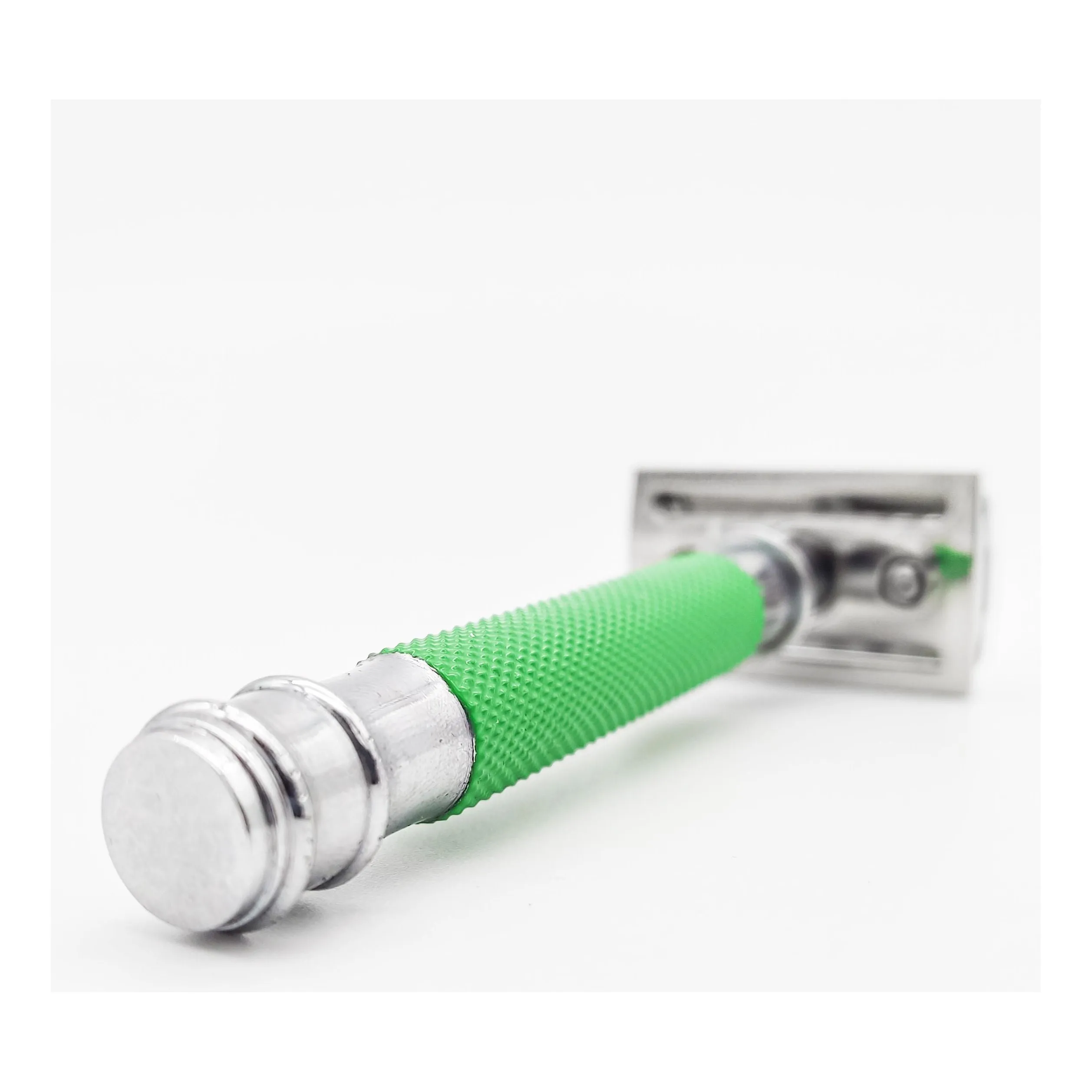 Dural Heavy Stroud Head Double Edge Safety Razor Duty Green/Silver   Pouch