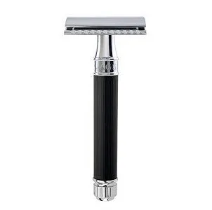 Edwim Jagger Double Edge Safety Razor, Regular Handle, Black Rubber Coated