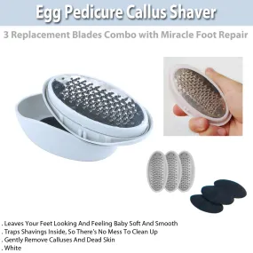 Egg Pedicure Callus Shaver 3 Replacement Blades Combo Miracle Foot Repair