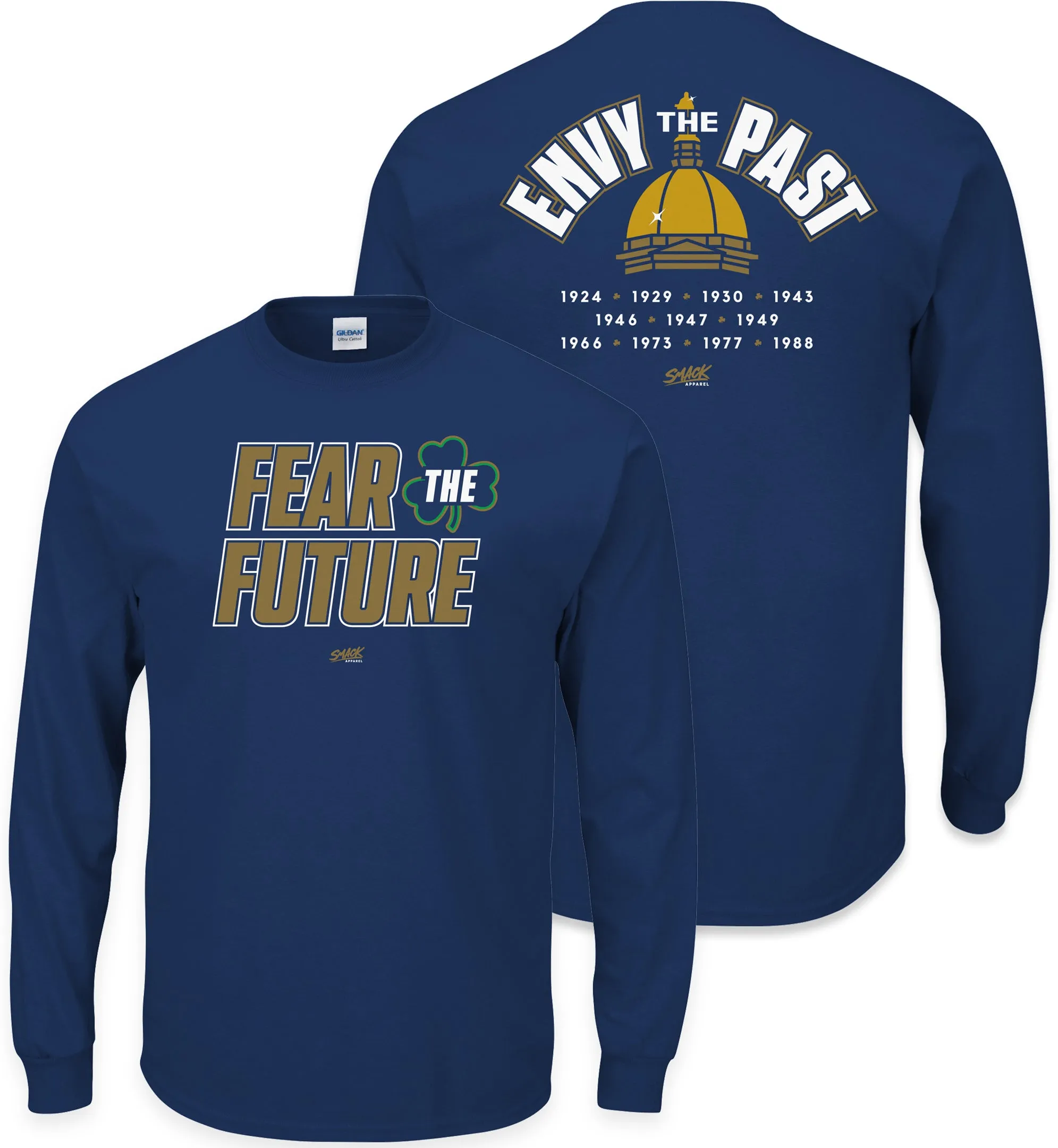 Fear The Future - Envy The Past T-Shirt for Notre Dame College Fans (SM-5XL)