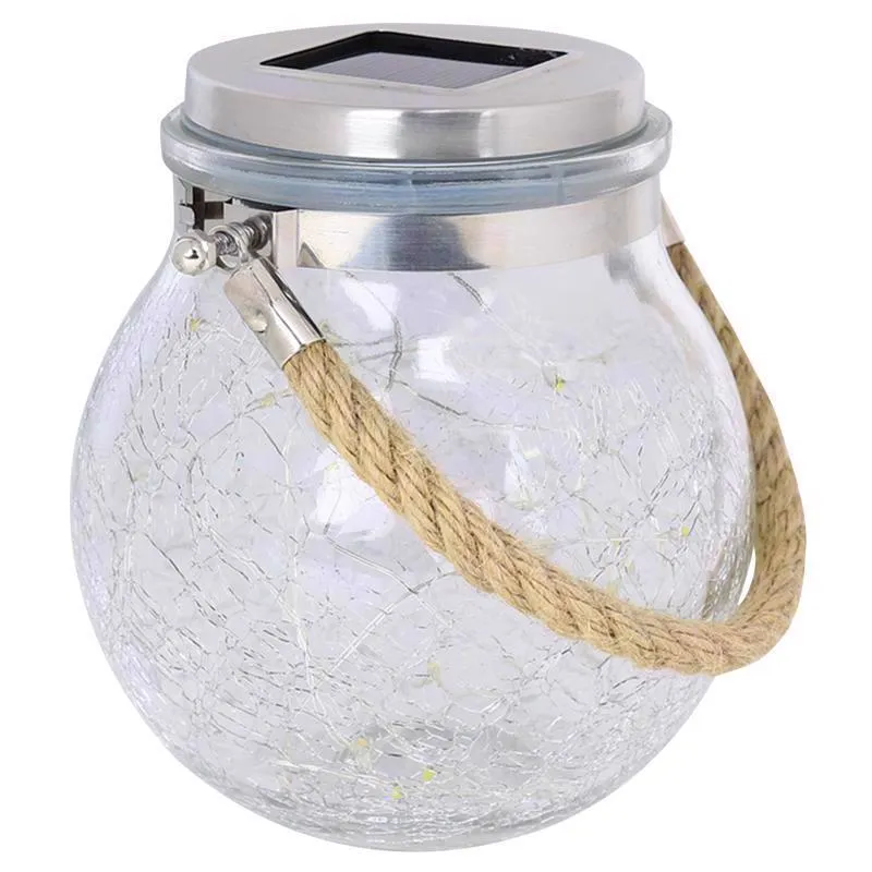 Feit Solar Fixtures 5 in. Solar Power Glass Round Bronze Crackle Jar w/Fairy Lights