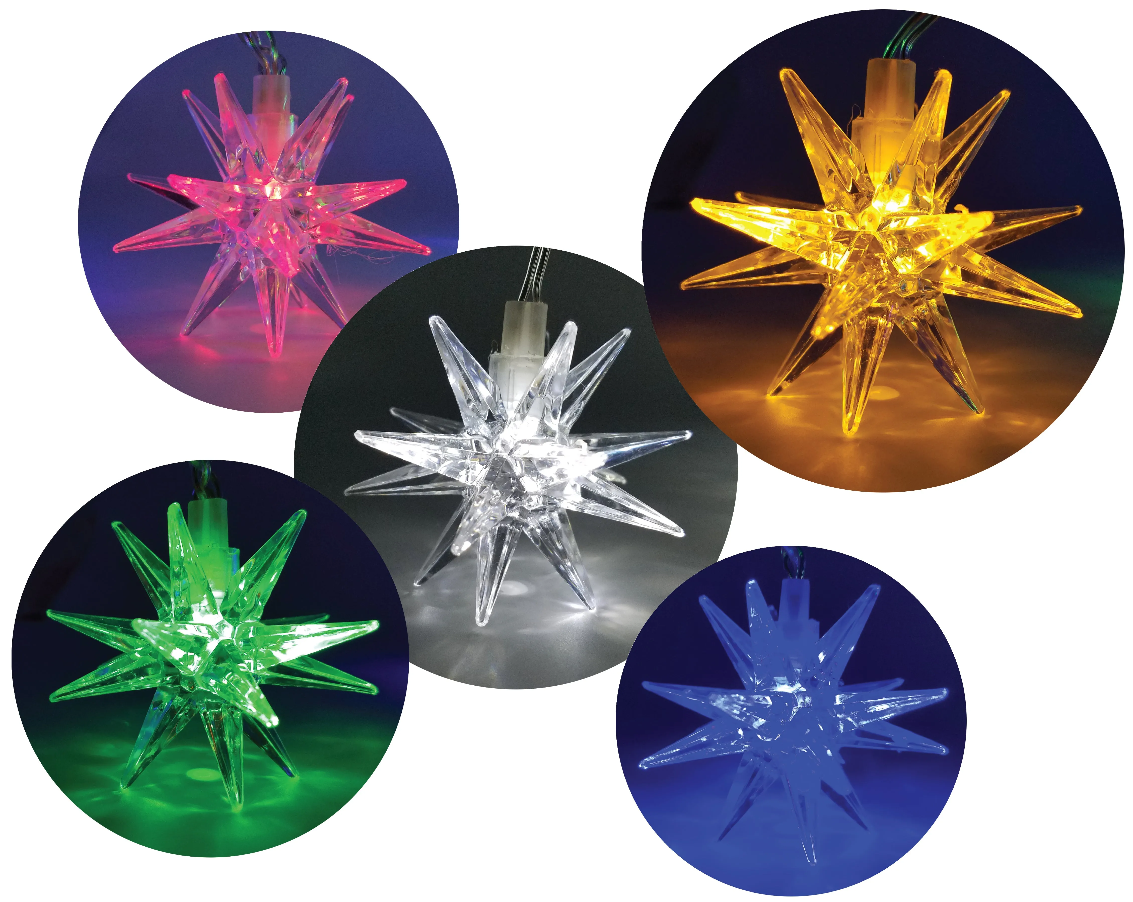 FluxTech - Starburst Star 12 x Dual Colour LED Lights by JustLED – Multi-function Effect – Timer function - Battery Operated