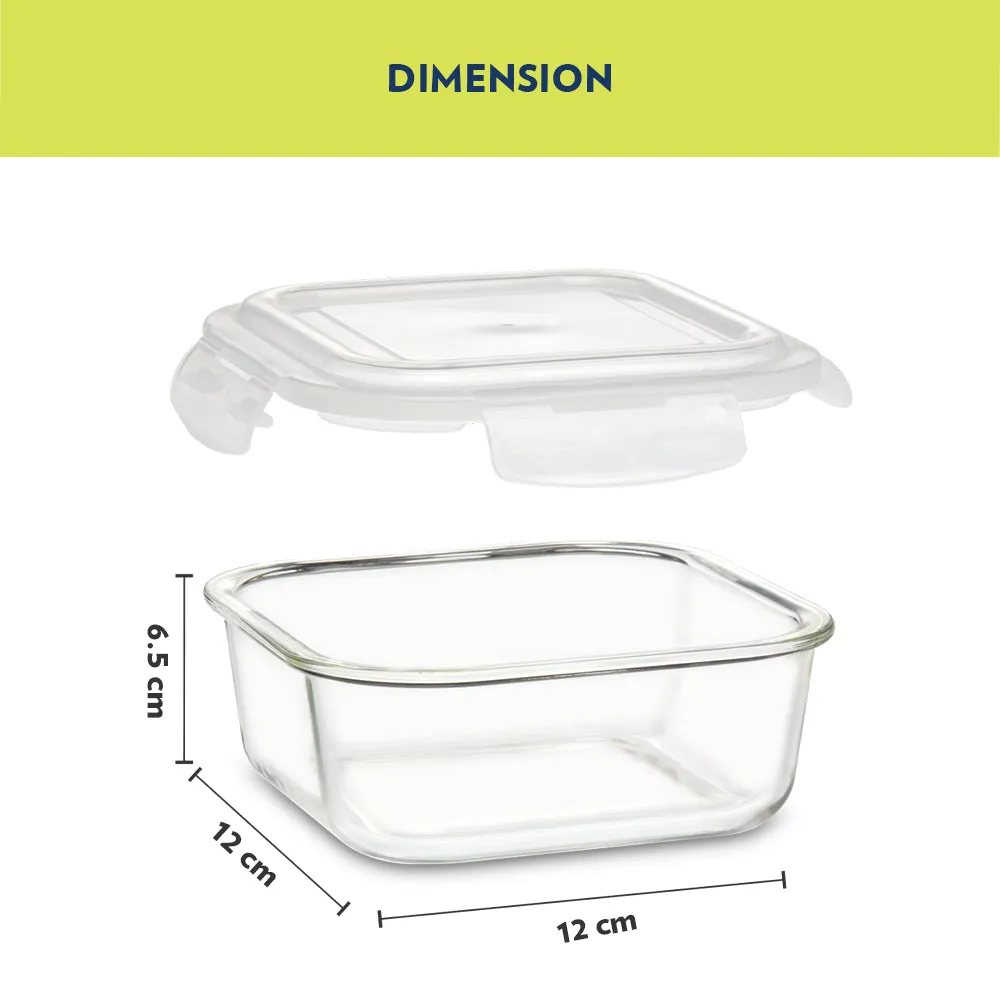 Foodluck Olive Glass Lunch Box, Square x 4