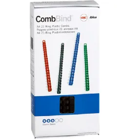 GBC Plastic Binding Comb Spine Round 21 Loop 14mm A4 Black Pack 100