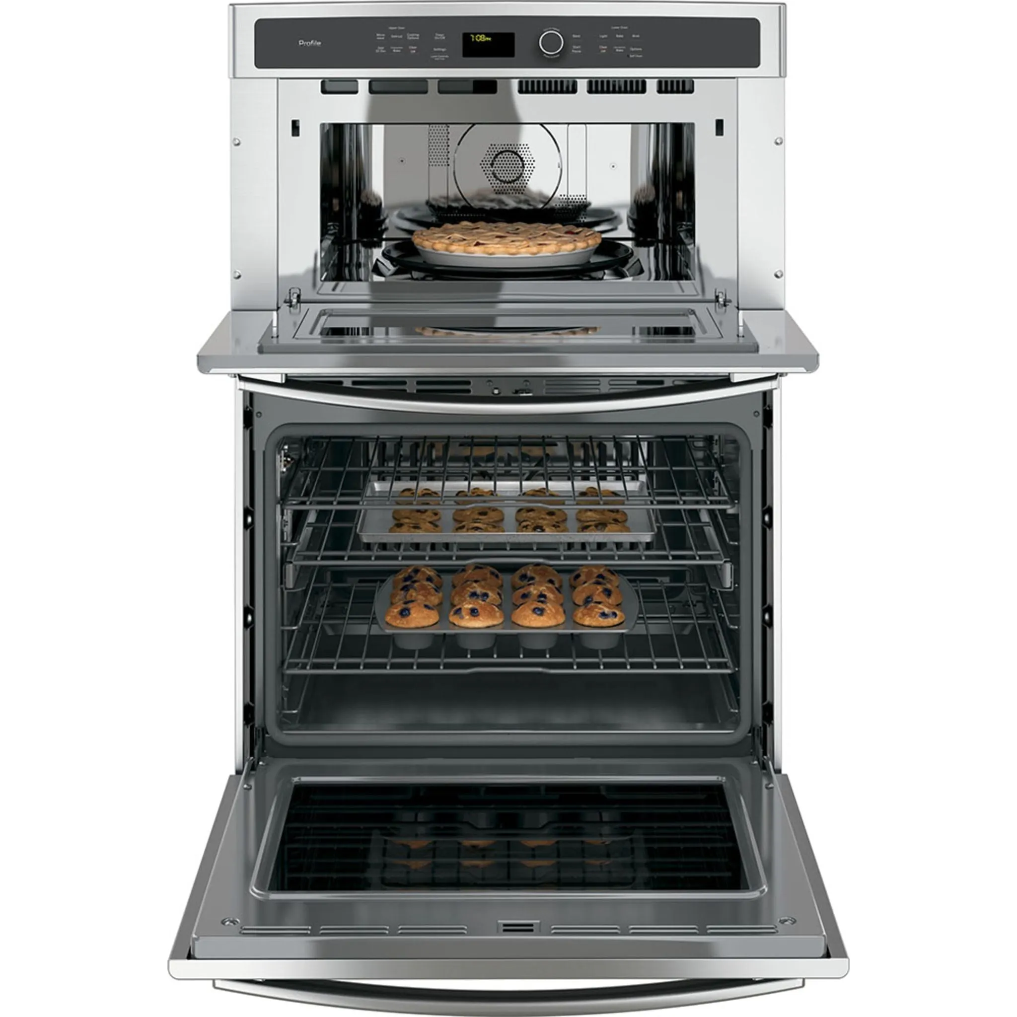 GE Profile 6.7 Cu. Ft. Built-In Combination Convection Microwave/Convection Wall Oven Stainless Steel - PT7800SHSS