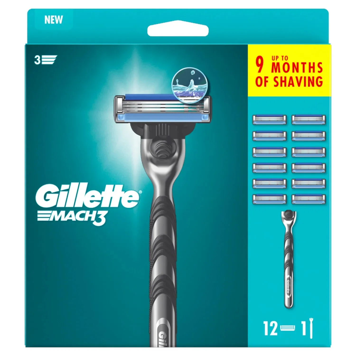 Gillette Mach 3 12 Refills   Handle