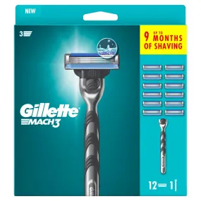 Gillette Mach 3 12 Refills   Handle