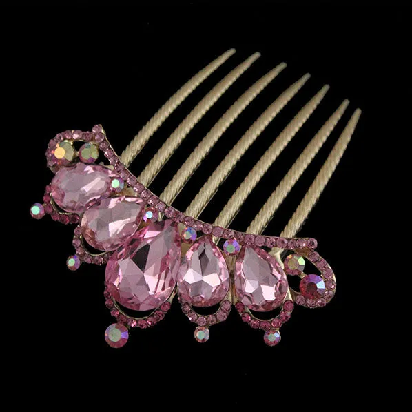 Gold Finish Rhinestone Crown French Twist Updo Comb