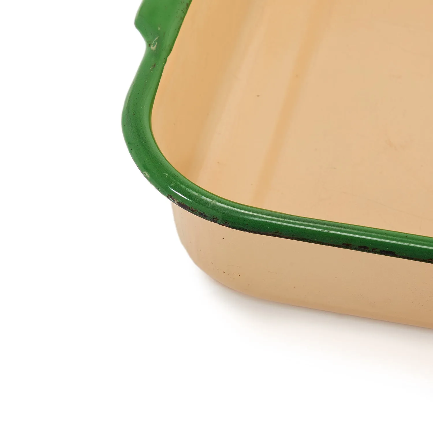 Green and Tan Enamel Baking Tray #2