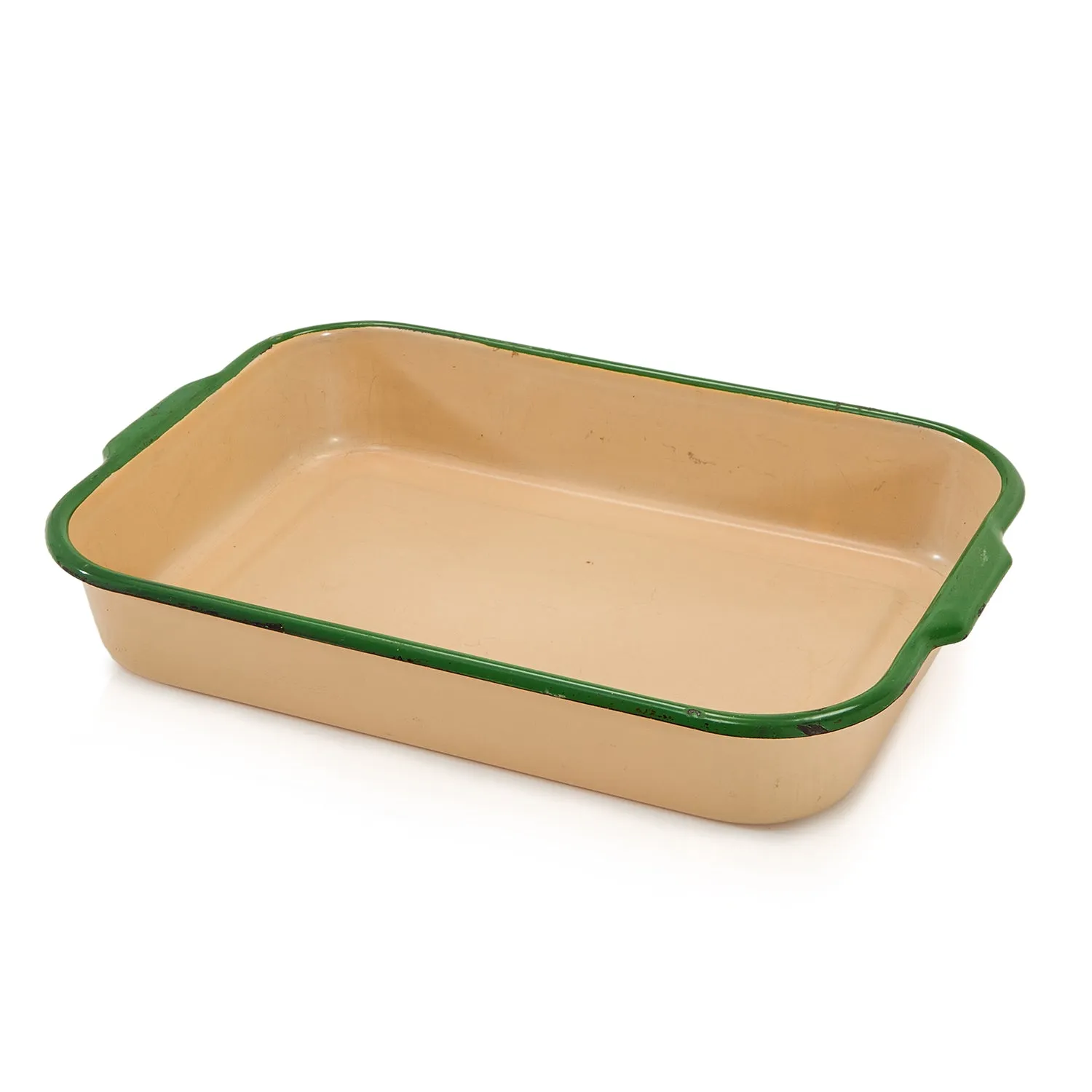 Green and Tan Enamel Baking Tray #2