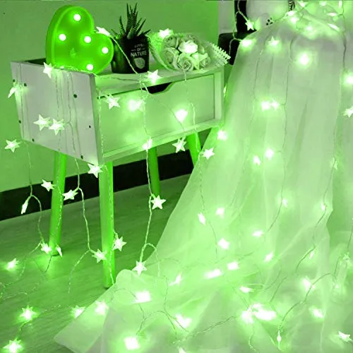 Green Crystal Star String LED Light for Bedroom Diwali Decoration LED Star Fairy Light For Valentine Day Decoration Home Decor Christmas Diwali Lighting Romantic Mood Light ( 8 mtr) Made In india (pack of 1)