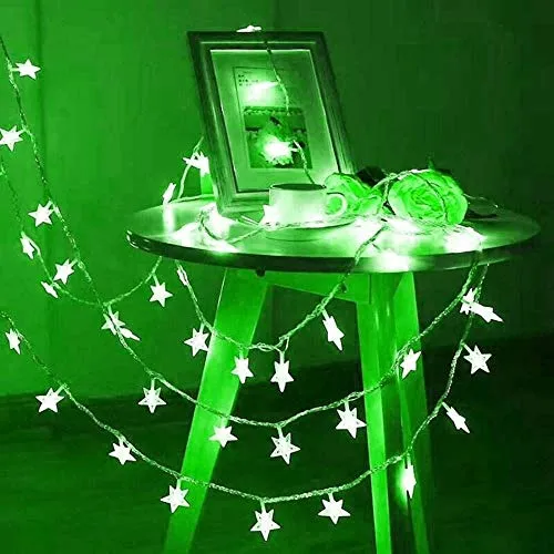 Green Crystal Star String LED Light for Bedroom Diwali Decoration LED Star Fairy Light For Valentine Day Decoration Home Decor Christmas Diwali Lighting Romantic Mood Light ( 8 mtr) Made In india (pack of 1)