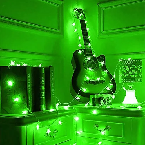 Green Crystal Star String LED Light for Bedroom Diwali Decoration LED Star Fairy Light For Valentine Day Decoration Home Decor Christmas Diwali Lighting Romantic Mood Light ( 8 mtr) Made In india (pack of 1)