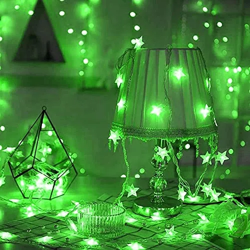 Green Crystal Star String LED Light for Bedroom Diwali Decoration LED Star Fairy Light For Valentine Day Decoration Home Decor Christmas Diwali Lighting Romantic Mood Light ( 8 mtr) Made In india (pack of 1)