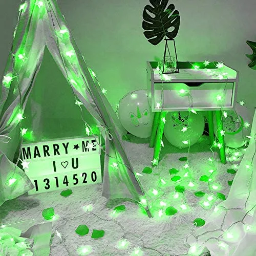 Green Crystal Star String LED Light for Bedroom Diwali Decoration LED Star Fairy Light For Valentine Day Decoration Home Decor Christmas Diwali Lighting Romantic Mood Light ( 8 mtr) Made In india (pack of 1)