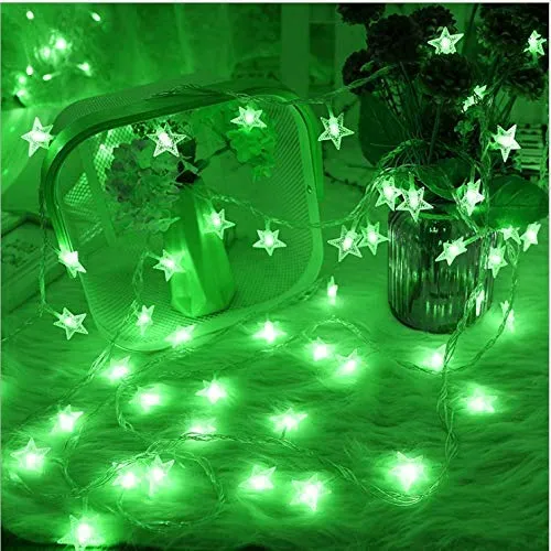 Green Crystal Star String LED Light for Bedroom Diwali Decoration LED Star Fairy Light For Valentine Day Decoration Home Decor Christmas Diwali Lighting Romantic Mood Light ( 8 mtr) Made In india (pack of 1)