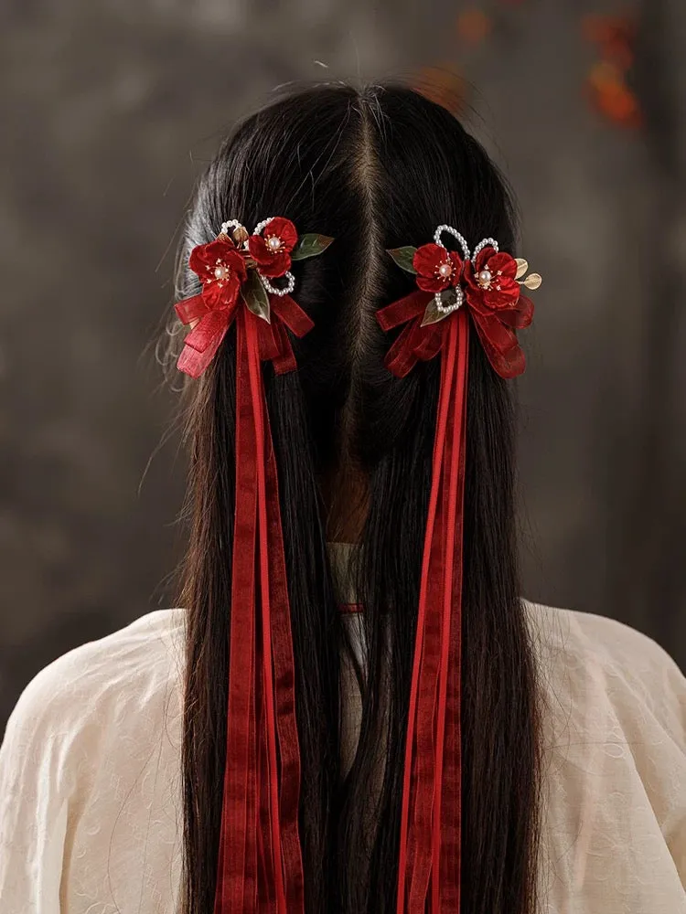 Hair Clip: Red Bows