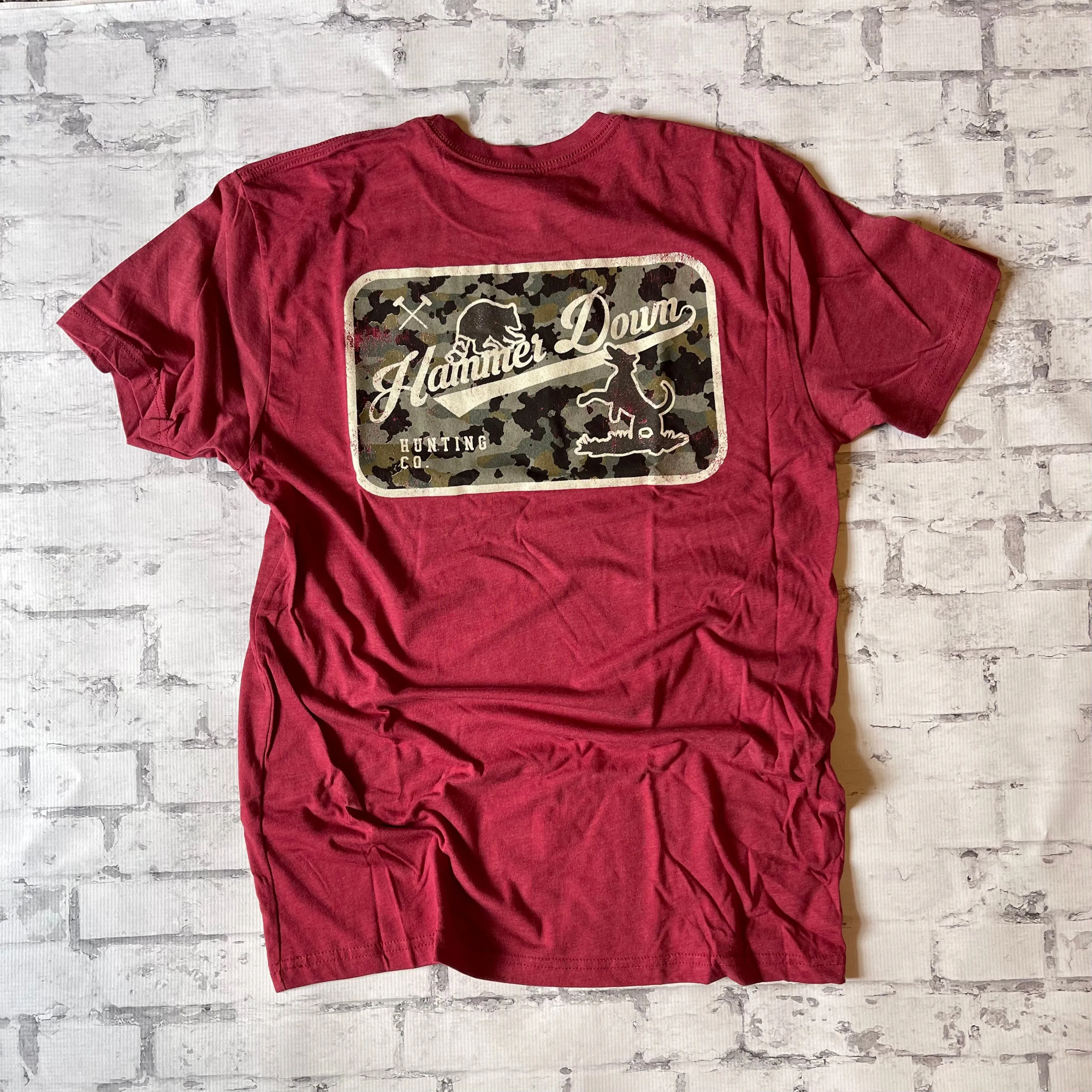 Hammer Down "Dog Hunt Field Camo" Short Sleeve T-shirt - Cardinal