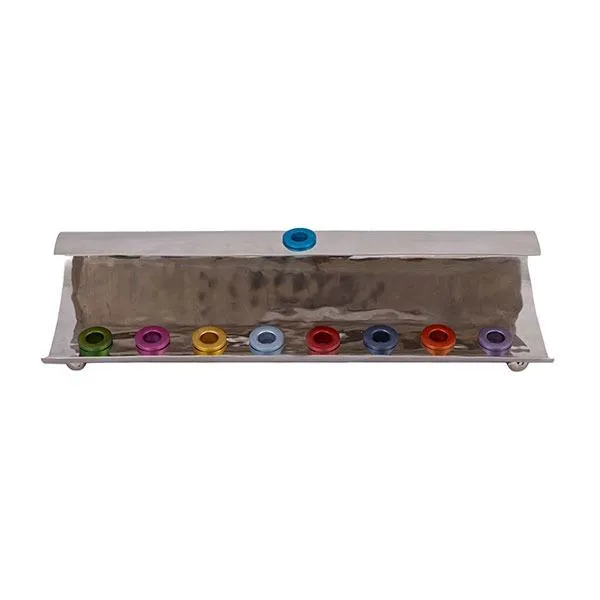 Hanukkah Menorah - Wave - Hammer Work - Multicolor