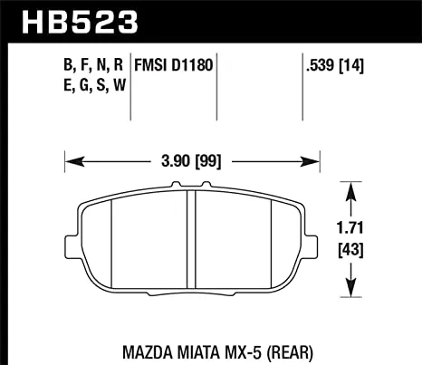 Hawk DTC-60 Brake Pad - Rear (HB523G.539)