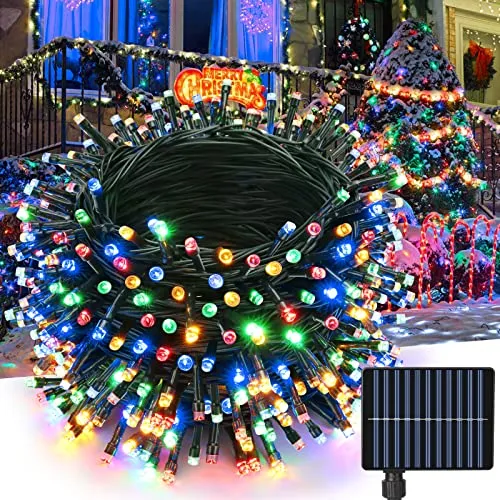 iBaycon 400 LED Solar Christmas Lights, 131ft Solar String Lights with 8 Modes & Timer for Garden, Patio, Fence, Balcony, Outdoors (Multicolor)