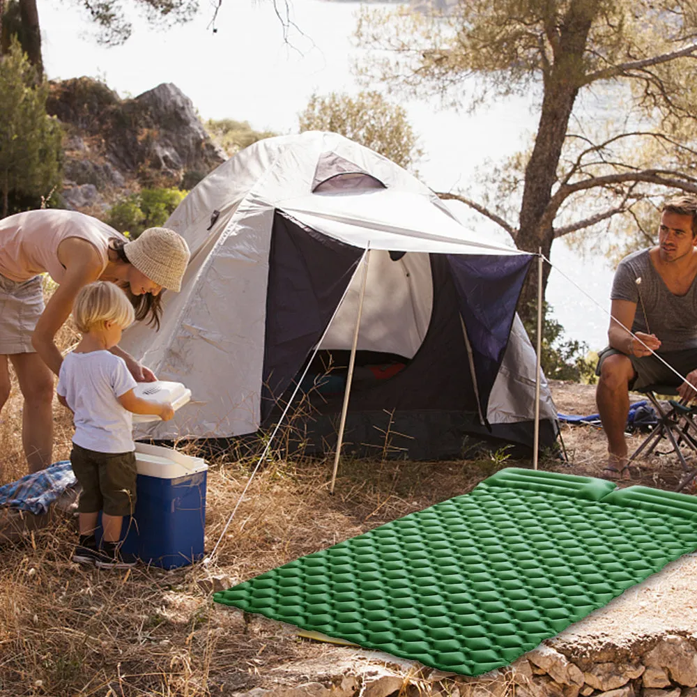 Inflatable Double Sleeping Pad with Pillows