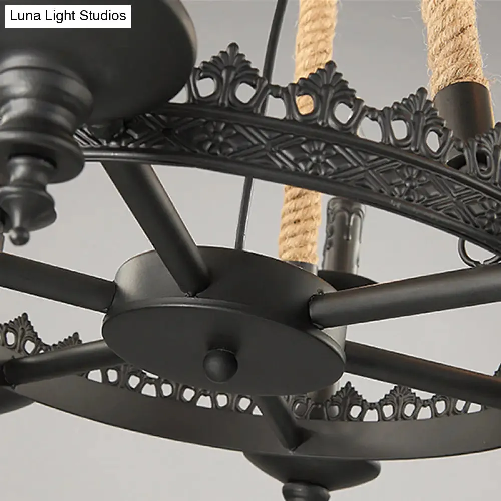 Iron Candle Chandelier Light Fixture - 6/8 Heads - Black - Dining Room Hanging Ceiling Light