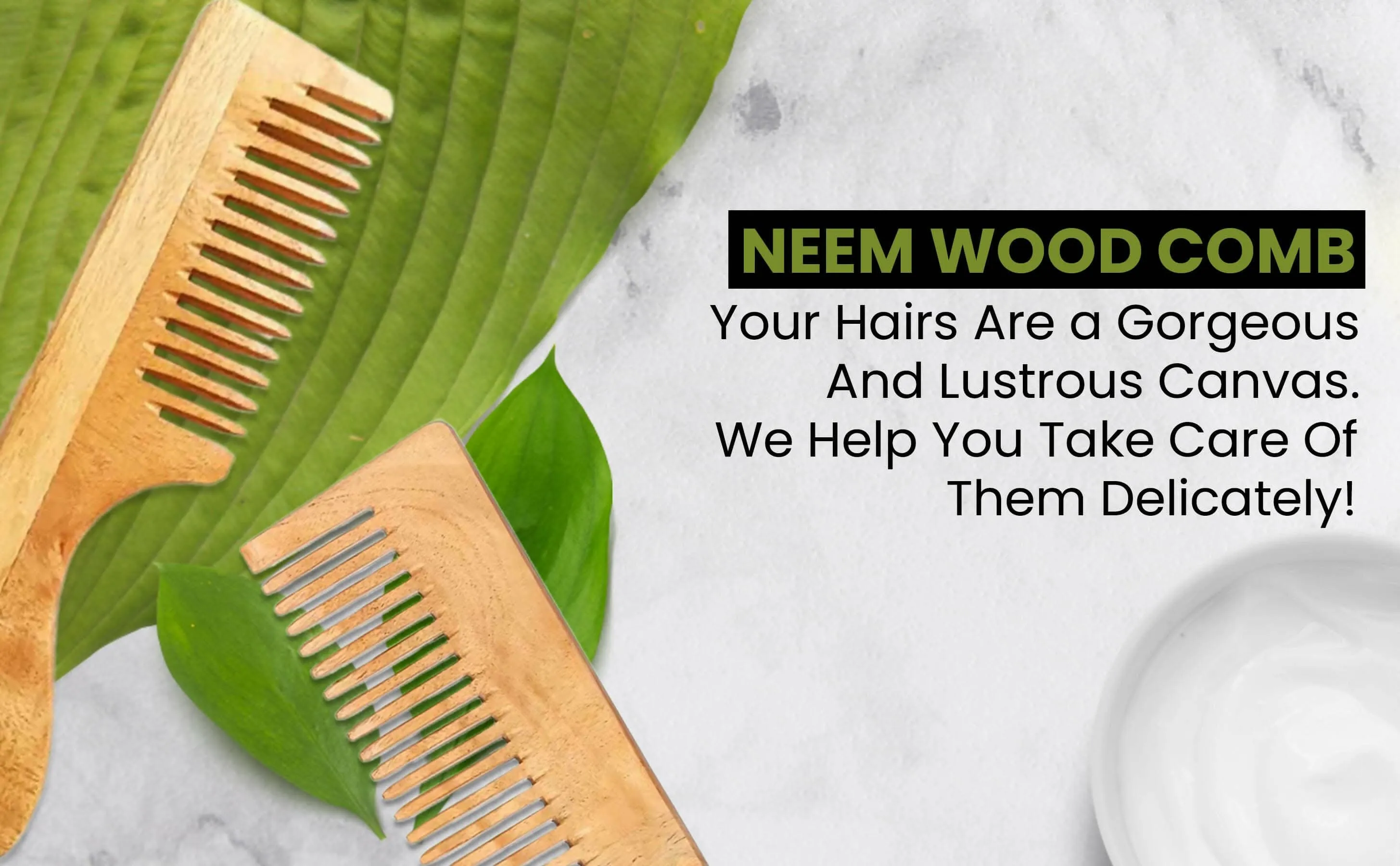 Kacchi neem wooden regular curve comb (pack of 2) | THE EARTH TRADING