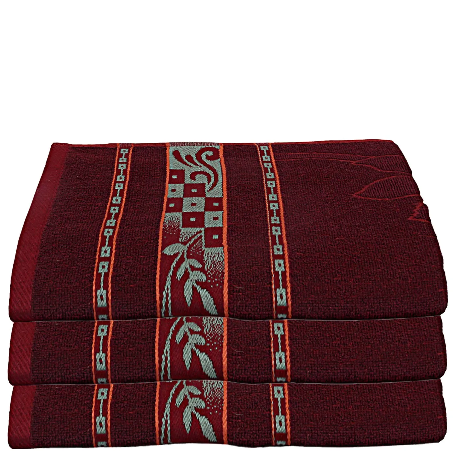 Kuber Industries 100% Cotton 3 Pieces Bath Towel 27" x54” (Maroon) -CTKTC28922