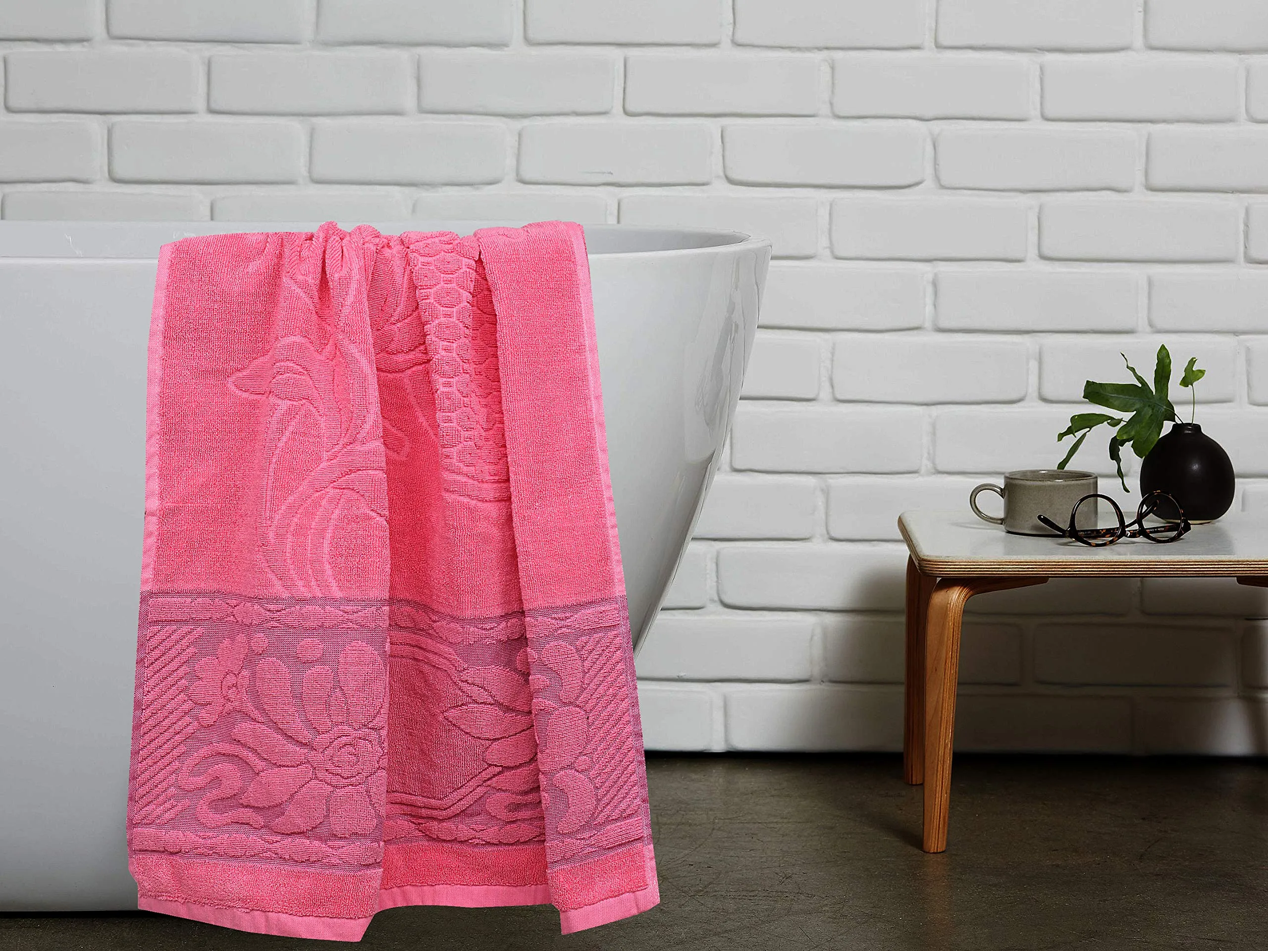 Kuber Industries 100% Cotton 3 Pieces Full Size Bath Towel 30"x60" (Pink)-CTKTC29901