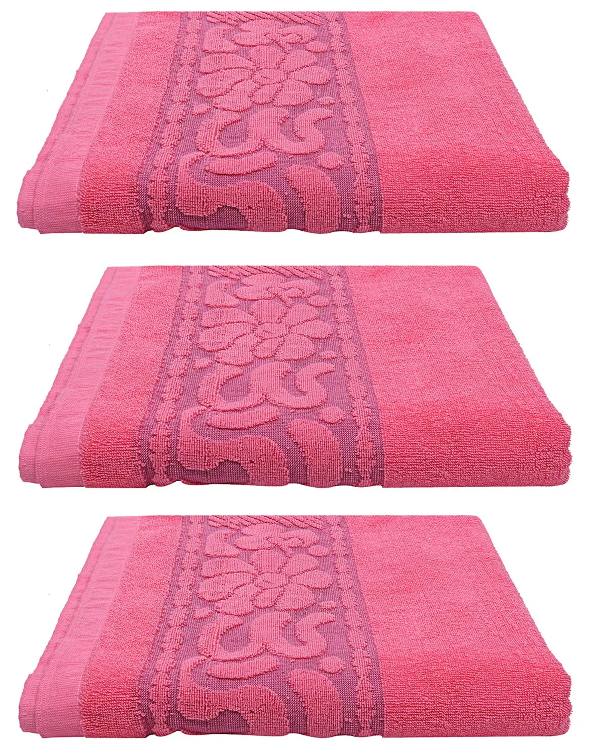 Kuber Industries 100% Cotton 3 Pieces Full Size Bath Towel 30"x60" (Pink)-CTKTC29901