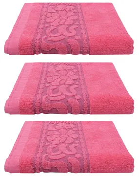 Kuber Industries 100% Cotton 3 Pieces Full Size Bath Towel 30"x60" (Pink)-CTKTC29901