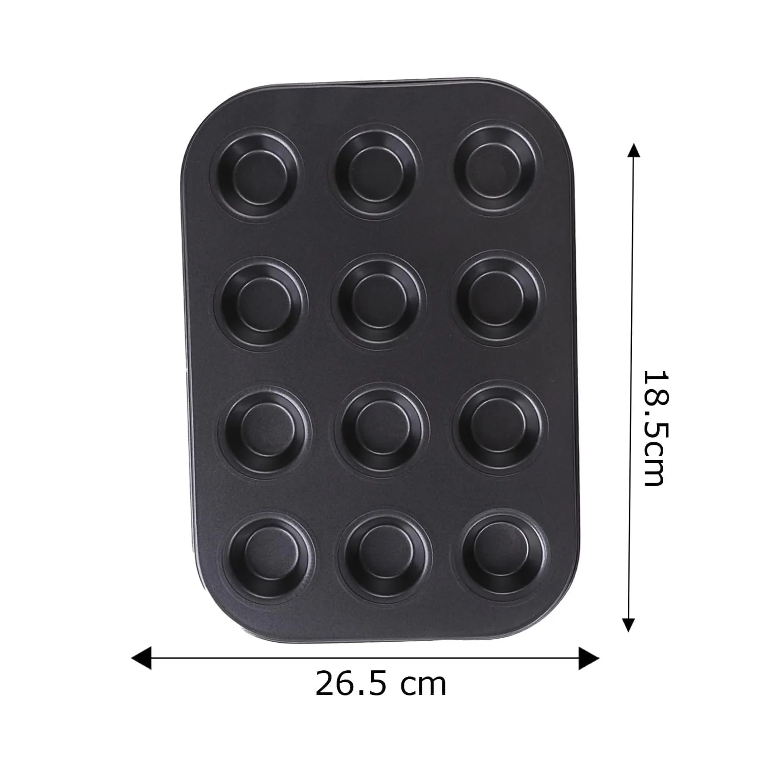 Kuber Industries 12 Slots Non-Stick Cup Cake Tray|Cup Cake Mould for Baking|Idol for Muffin, Small Cake-Pack of 4 (Black)