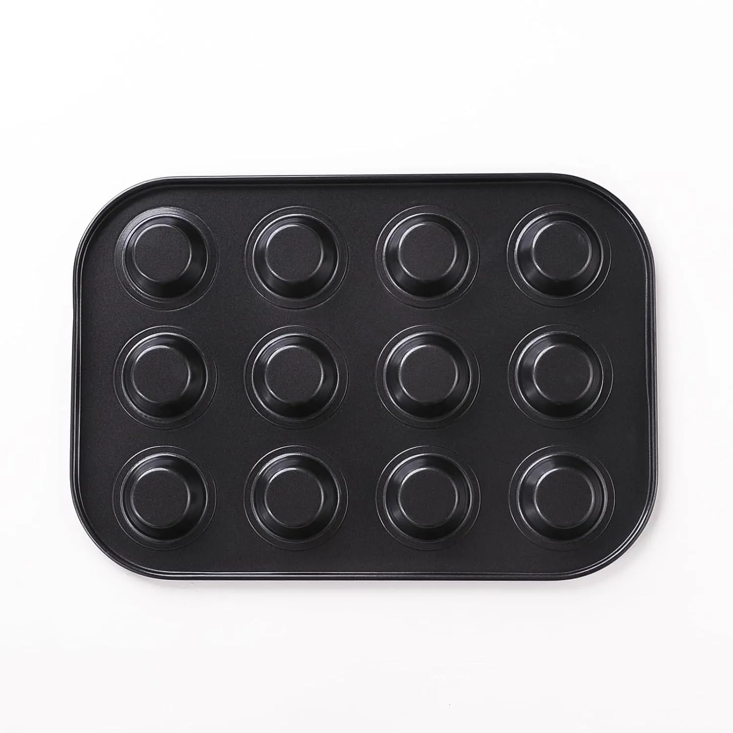 Kuber Industries 12 Slots Non-Stick Cup Cake Tray|Cup Cake Mould for Baking|Idol for Muffin, Small Cake-Pack of 4 (Black)