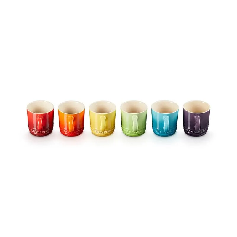 Le Creuset Stoneware Espresso Mugs Rainbow 100ml (Set of 6)