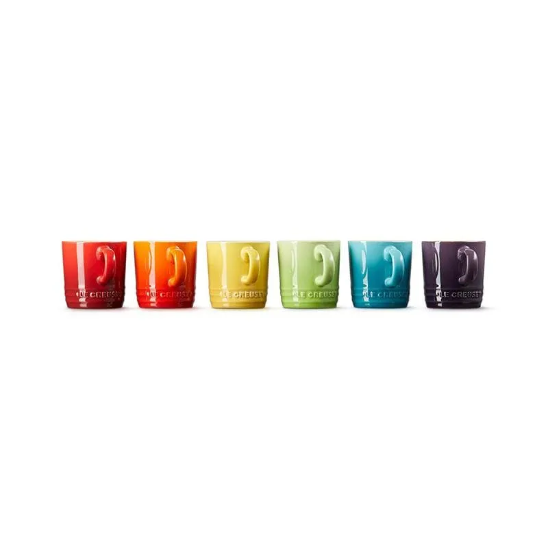 Le Creuset Stoneware Espresso Mugs Rainbow 100ml (Set of 6)