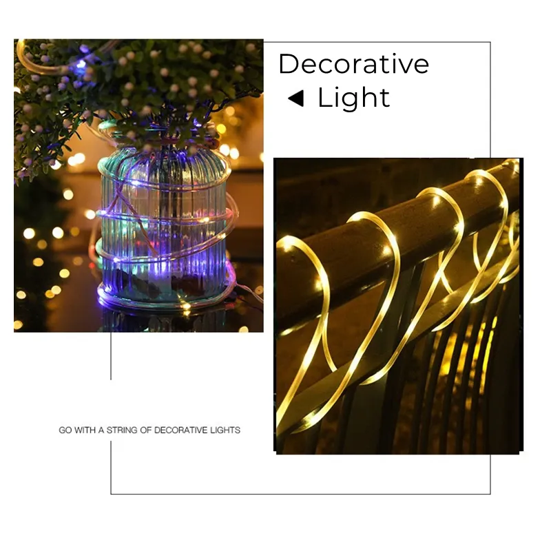 LED Solar Waterproof Rope Fairy Light for Outdoor Decoration