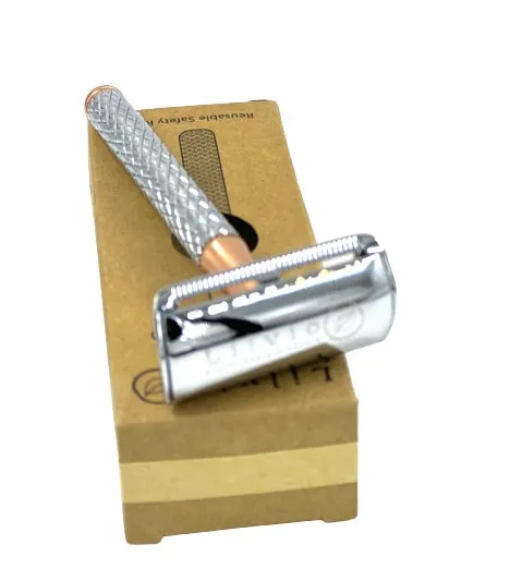 Lilvio Safety Razor, Rose Gold & Silver PLUS 50 Lilvio Blades